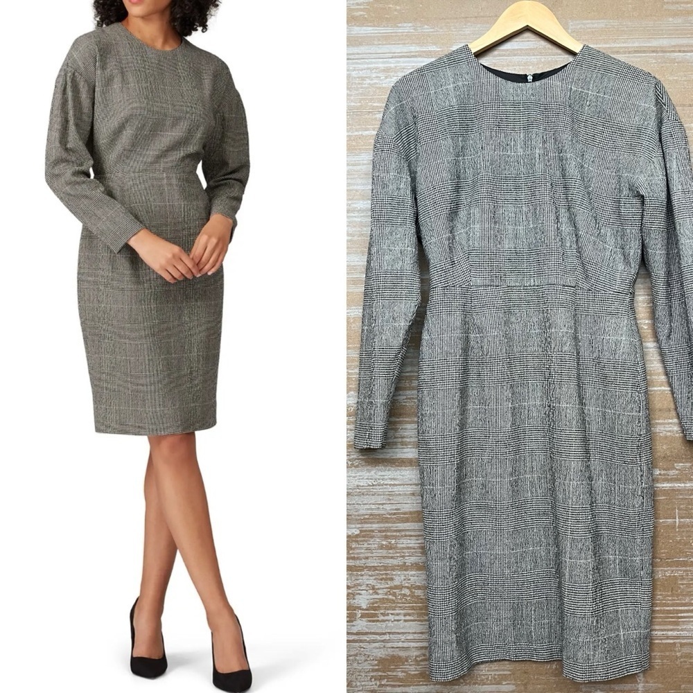 MM Lafleur Rosa Dress Stretch Check Print Merino Wool Career Preppy Womens 4